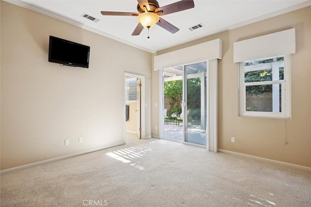 1044 Sleepy Hollow Rd, Paso Robles, CA 93446 - carpeted spare room with ornamental molding and ceiling fan