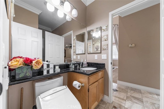 15075 Avenida Del Monte, Chino Hills, CA 91709 - bathroom with crown molding, vanity, and marble finish flooring