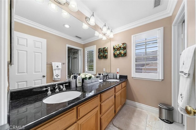 15075 Avenida Del Monte, Chino Hills, CA 91709 - bathroom with double vanity and ornamental molding