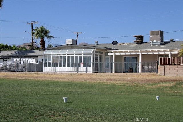 43340 Illinois, Palm Desert, CA 92211 - rear view of house featuring a pergola and roof with shingles
