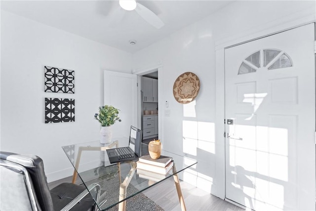 765 Loma Ave Unit 769, Long Beach, CA 90804 - home office featuring a ceiling fan and wood finished floors