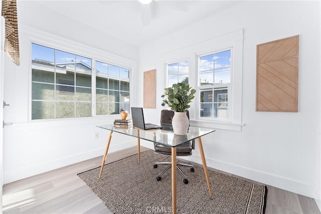 765 Loma Ave Unit 769, Long Beach, CA 90804 - office with wood finished floors and a ceiling fan