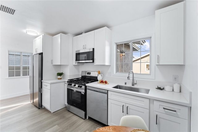 765 Loma Ave Unit 769, Long Beach, CA 90804 - kitchen featuring stainless steel appliances, light wood-style floors, white cabinets, and light countertops