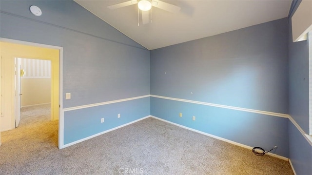 12429 Pocono Pl, Apple Valley, CA 92308 - carpeted empty room with lofted ceiling, ceiling fan, and a smoke detector