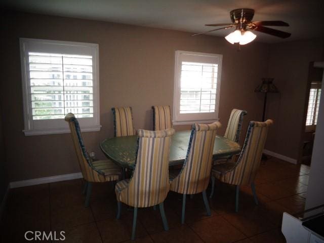 15728 Stevens Ave, Bellflower, CA 90706 - dining room with tile patterned flooring, healthy amount of natural light, and a ceiling fan