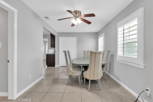 15728 Stevens Ave, Bellflower, CA 90706 - dining area featuring a ceiling fan and light tile patterned floors