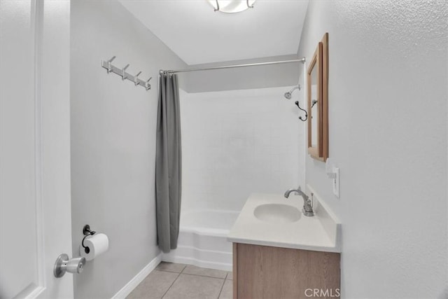 15728 Stevens Ave, Bellflower, CA 90706 - bathroom featuring tile patterned floors, vanity, and shower / bathtub combination with curtain