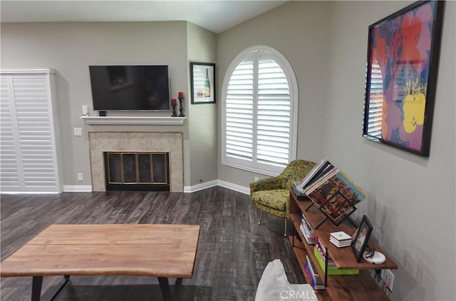 7262 Yellowtail Dr Unit 206, Huntington Beach, CA 92648 - living area with wood finished floors and a fireplace