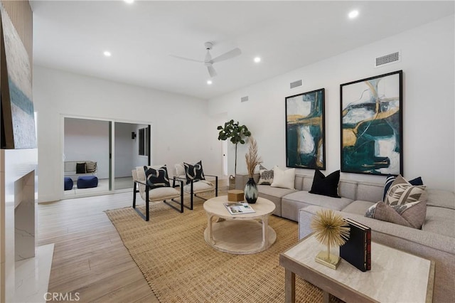 44 Seton Rd, Irvine, CA 92612 - living area with recessed lighting, a ceiling fan, and light wood finished floors
