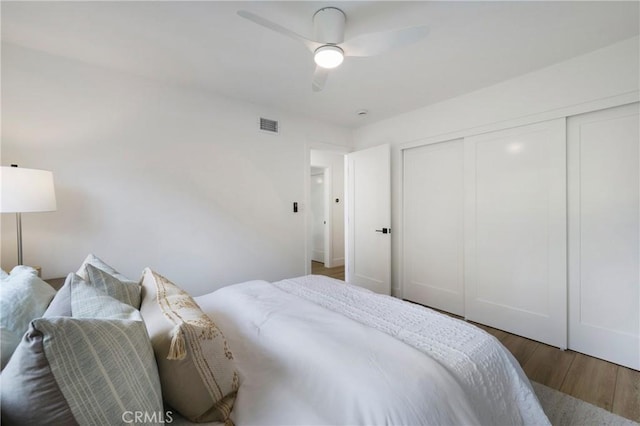44 Seton Rd, Irvine, CA 92612 - bedroom featuring wood finished floors, a closet, and ceiling fan