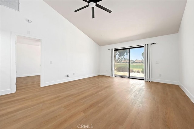 40316 Bay Hill Way, Palm Desert, CA 92211 - spare room featuring a ceiling fan, light wood finished floors, and high vaulted ceiling