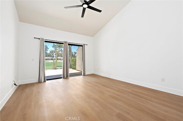 40316 Bay Hill Way, Palm Desert, CA 92211 - unfurnished room featuring a ceiling fan, wood finished floors, and high vaulted ceiling