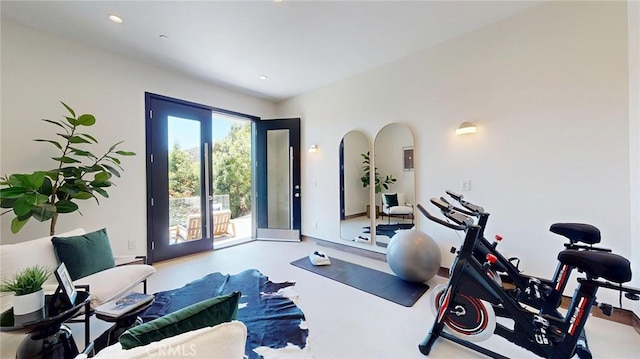 12480 Viewcrest Rd, Studio City, CA 91604 - exercise room with recessed lighting and arched walkways