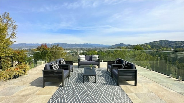 12480 Viewcrest Rd, Studio City, CA 91604 - view of patio / terrace with an outdoor hangout area and a mountain view