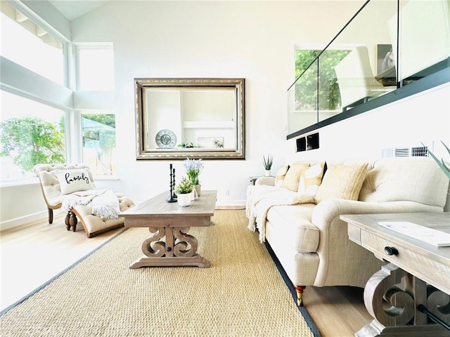 83 Palm Beach Ct, Dana Point, CA 92629 - living room featuring healthy amount of natural light, wood finished floors, and a high ceiling