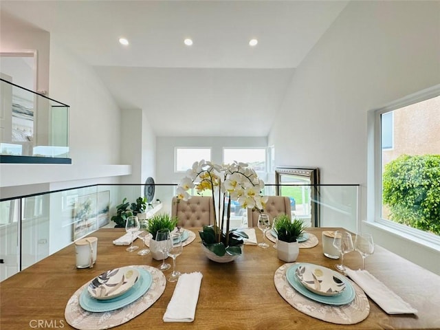 83 Palm Beach Ct, Dana Point, CA 92629 - dining space with recessed lighting and high vaulted ceiling