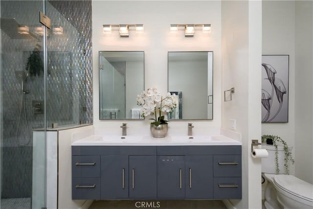 4557 Don Timoteo Dr, Los Angeles, CA 90008 - bathroom featuring a shower stall and double vanity