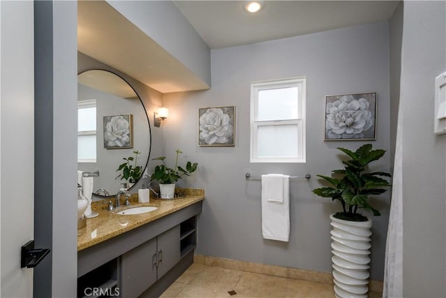 4557 Don Timoteo Dr, Los Angeles, CA 90008 - bathroom featuring vanity and tile patterned flooring