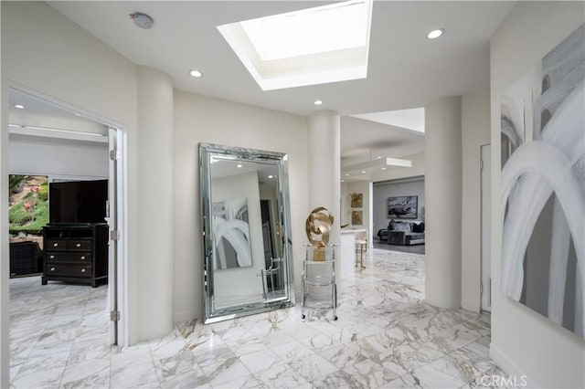 4557 Don Timoteo Dr, Los Angeles, CA 90008 - corridor with a skylight and recessed lighting