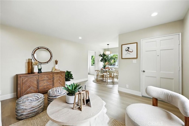 1446 Ravenna Ave, Wilmington, CA 90744 - living room featuring light wood-type flooring and recessed lighting