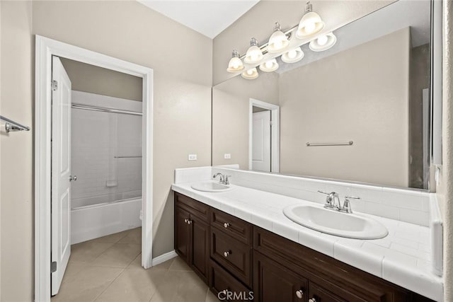 6792 Vanderbilt St, Chino, CA 91710 - bathroom with double vanity, tile patterned flooring, and  shower combination