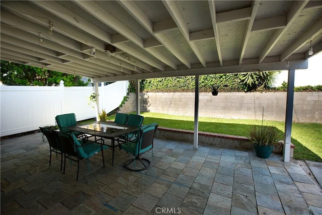 750 Durham St, La Habra, CA 90631 - fenced backyard featuring outdoor dining area and a patio