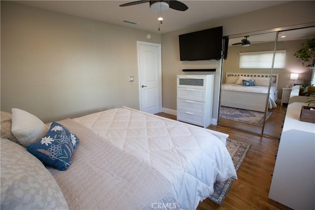 750 Durham St, La Habra, CA 90631 - bedroom featuring wood finished floors, a closet, and a ceiling fan