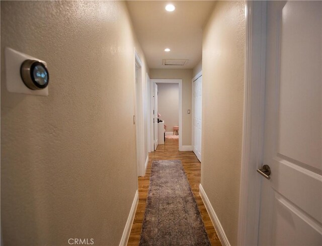 750 Durham St, La Habra, CA 90631 - hall featuring wood finished floors, recessed lighting, and a textured wall