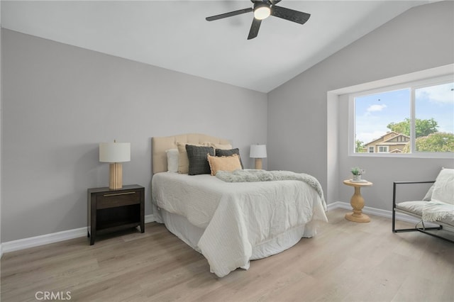 6923 Lamar Ct, Rancho Cucamonga, CA 91701 - bedroom featuring vaulted ceiling, light wood-type flooring, and ceiling fan