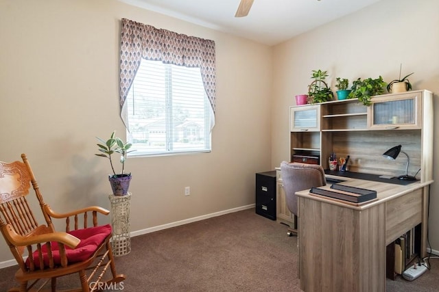 7704 Couples Way, Hemet, CA 92545 - carpeted office with a ceiling fan and baseboards
