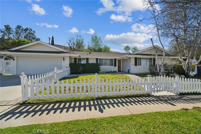 142 W Columbia Rd, Thousand Oaks, CA 91360 - single story home with a fenced front yard, an attached garage, and concrete driveway