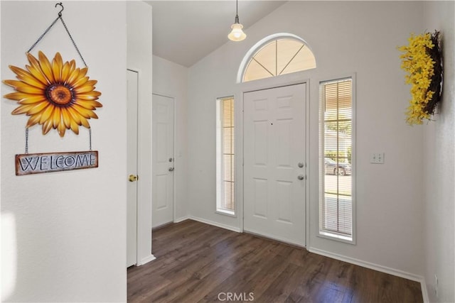 20197 Canyon View Dr, Canyon Country, CA 91351 - entryway featuring dark wood finished floors and lofted ceiling