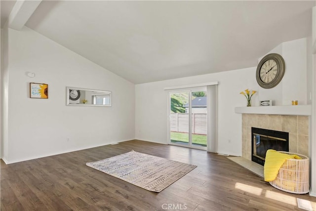 20197 Canyon View Dr, Canyon Country, CA 91351 - unfurnished living room featuring wood finished floors and a tile fireplace