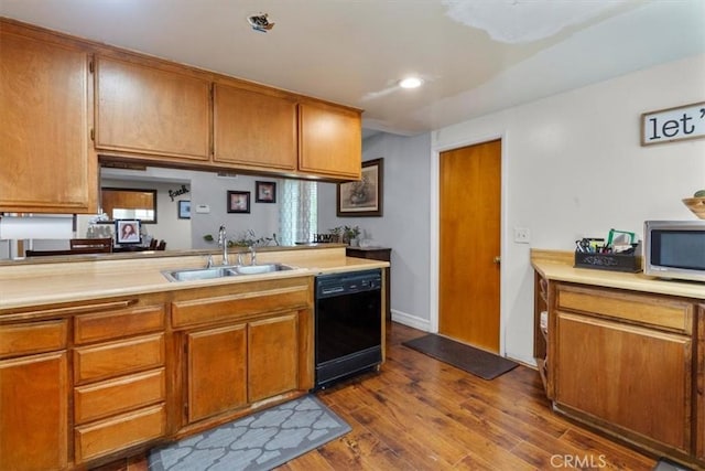 10143 Fremont Ave, Montclair, CA 91763 - kitchen featuring dishwasher, light countertops, brown cabinetry, and recessed lighting