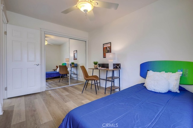 23851 Catamaran Way Unit 1, Laguna Niguel, CA 92677 - bedroom with wood finished floors, a closet, and a ceiling fan
