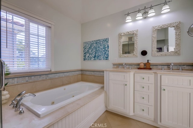 23851 Catamaran Way Unit 1, Laguna Niguel, CA 92677 - bathroom featuring tile patterned floors, double vanity, and a tub with jets