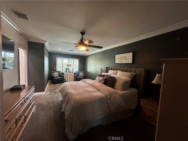 832 Prima Vera Rd, Glendora, CA 91741 - bedroom featuring ornamental molding, carpet floors, and ceiling fan