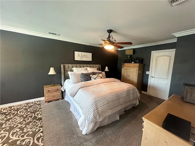 832 Prima Vera Rd, Glendora, CA 91741 - carpeted bedroom featuring ornamental molding and a ceiling fan