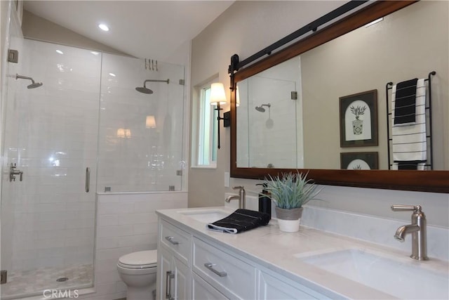 832 Prima Vera Rd, Glendora, CA 91741 - bathroom with a stall shower, double vanity, and recessed lighting