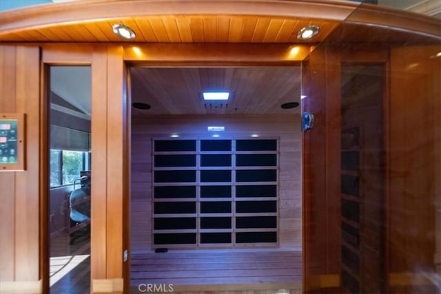 5963 Rio Valle Dr, Bonsall, CA 92003 - detailed view of a sauna, wooden ceiling, and wood finished floors