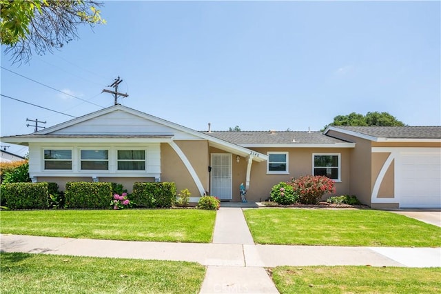 2340 W Saint Anne Pl, Santa Ana, CA 92704 - view of front of house featuring stucco siding, a garage, and a front yard