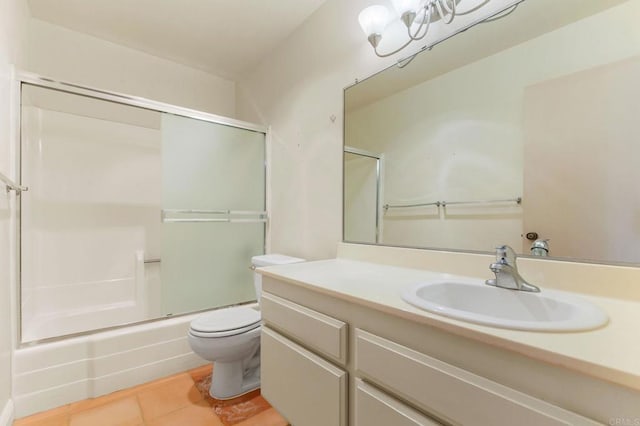 6767 Camino Del Prado, Carlsbad, CA 92011 - bathroom with tile patterned floors, vanity, and enclosed tub / shower combo
