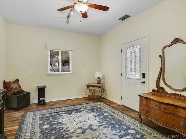 31755 Rancho Vista Rd, Temecula, CA 92592 - foyer with wood finished floors, plenty of natural light, and a ceiling fan