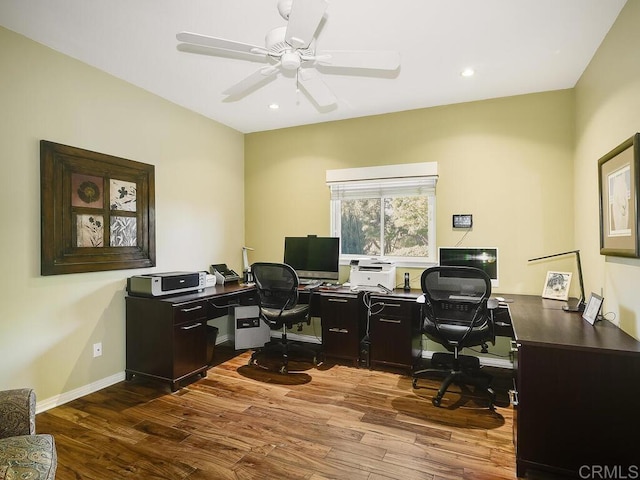 31755 Rancho Vista Rd, Temecula, CA 92592 - office with dark wood finished floors, ceiling fan, and recessed lighting