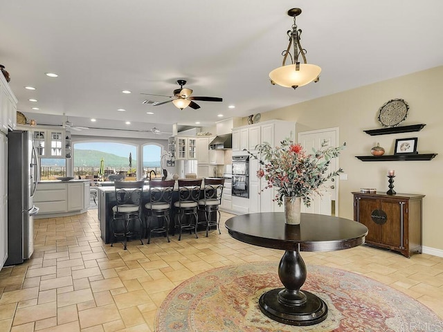 31755 Rancho Vista Rd, Temecula, CA 92592 - dining space with a ceiling fan and recessed lighting