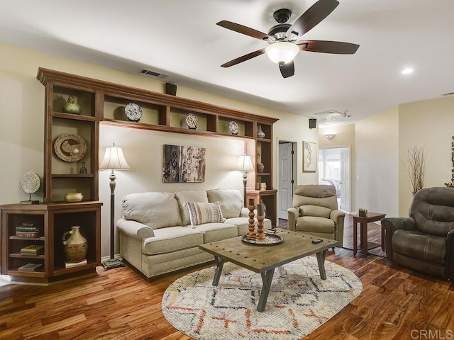 31755 Rancho Vista Rd, Temecula, CA 92592 - living area featuring ceiling fan and wood finished floors