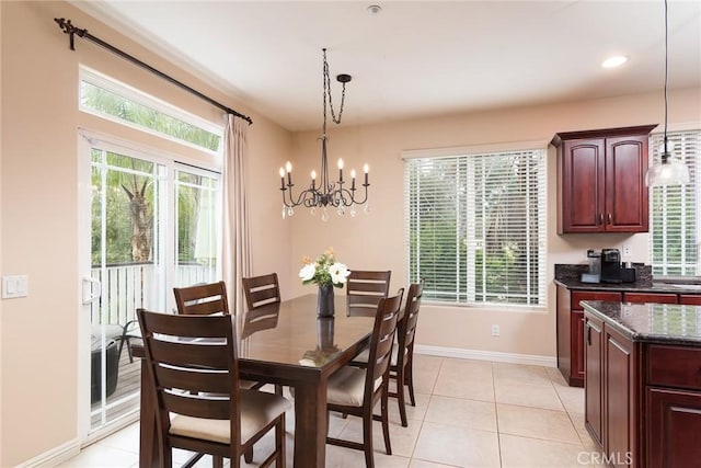 25919 Matlin Rd, Ramona, CA 92065 - dining space featuring a chandelier, light tile patterned floors, and recessed lighting