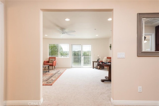 25919 Matlin Rd, Ramona, CA 92065 - hall with carpet floors, recessed lighting, and an office area