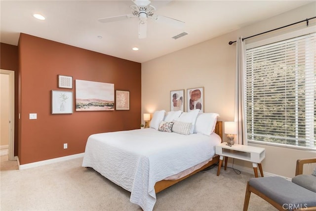 25919 Matlin Rd, Ramona, CA 92065 - bedroom with light colored carpet, recessed lighting, and ceiling fan