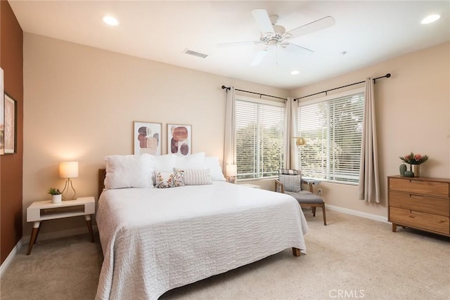 25919 Matlin Rd, Ramona, CA 92065 - bedroom featuring light colored carpet, recessed lighting, and a ceiling fan